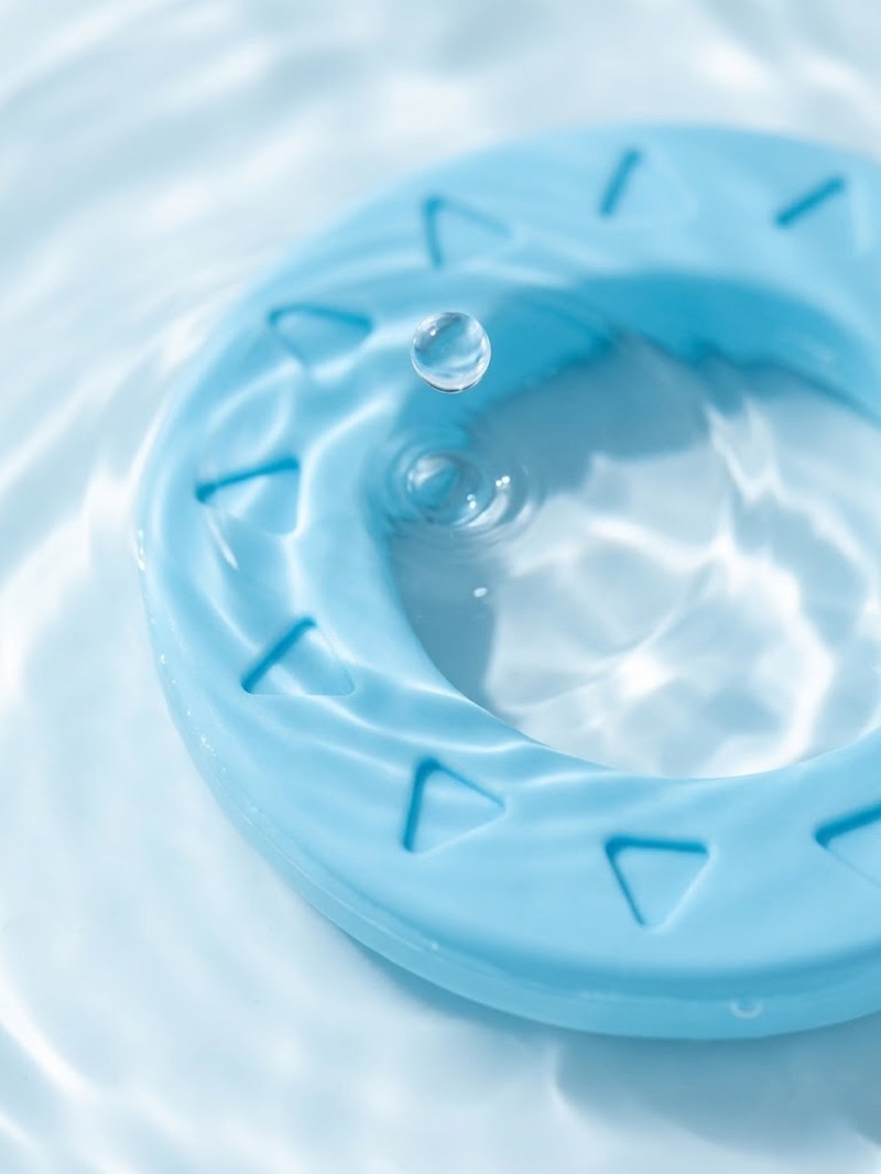 Babylul silicone ring teether rinsed clean under running water